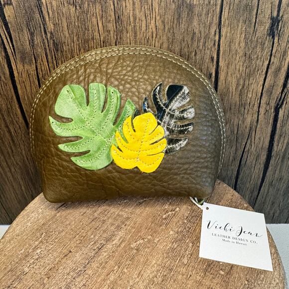 Genuine Leather Makeup Bag Cosmetics Bag NEW Boho Travel Small batch Sustainable - Picture 1 of 10